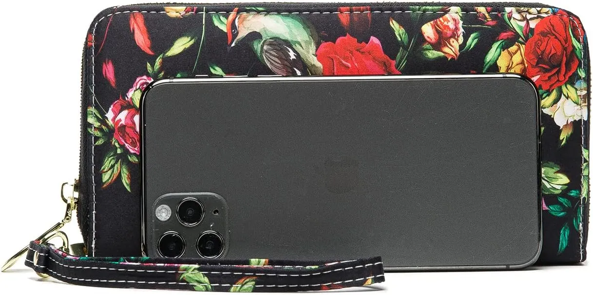 Women Wallet Card RFID For Womens Holder Blocking Credit Small Zipper Purse Pocket Bifold Slim Coin ID Ladies Wristlet Clutch Large Capacity Window Case Travel Zip Women's