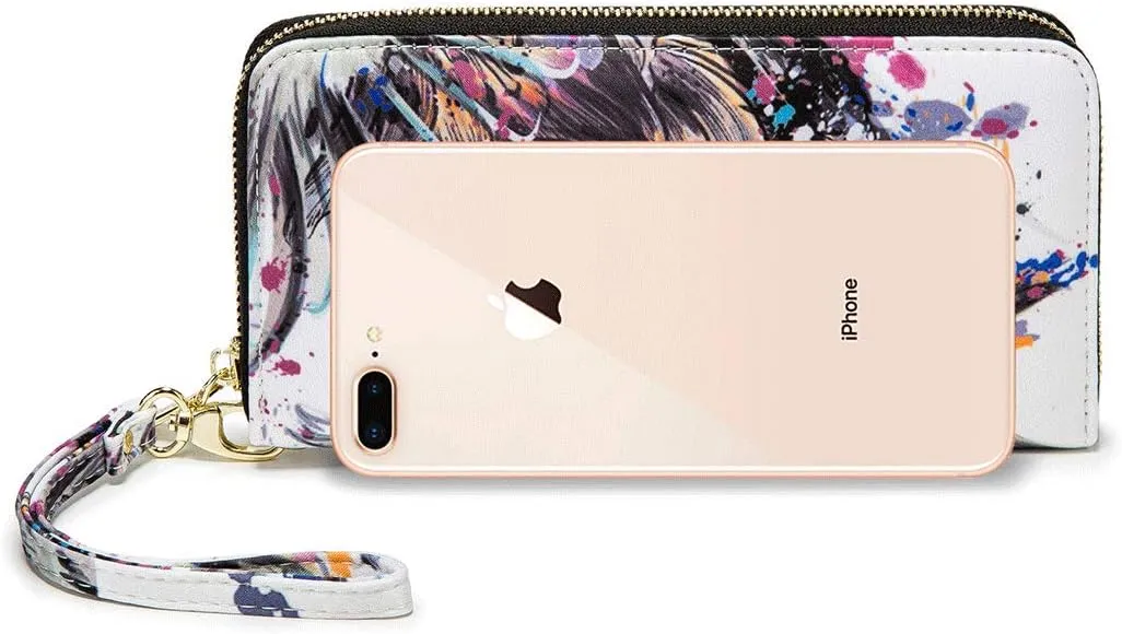 Women Wallet Card RFID For Womens Holder Blocking Credit Small Zipper Purse Pocket Bifold Slim Coin ID Ladies Wristlet Clutch Large Capacity Window Case Travel Zip Women's