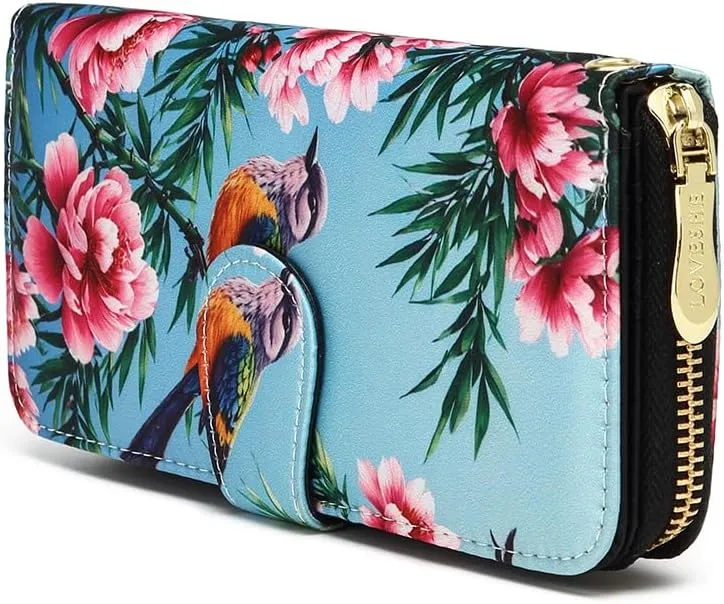 Women Wallet Card RFID For Womens Holder Blocking Credit Small Zipper Purse Pocket Bifold Slim Coin ID Ladies Wristlet Clutch Large Capacity Window Case Travel Zip Women's