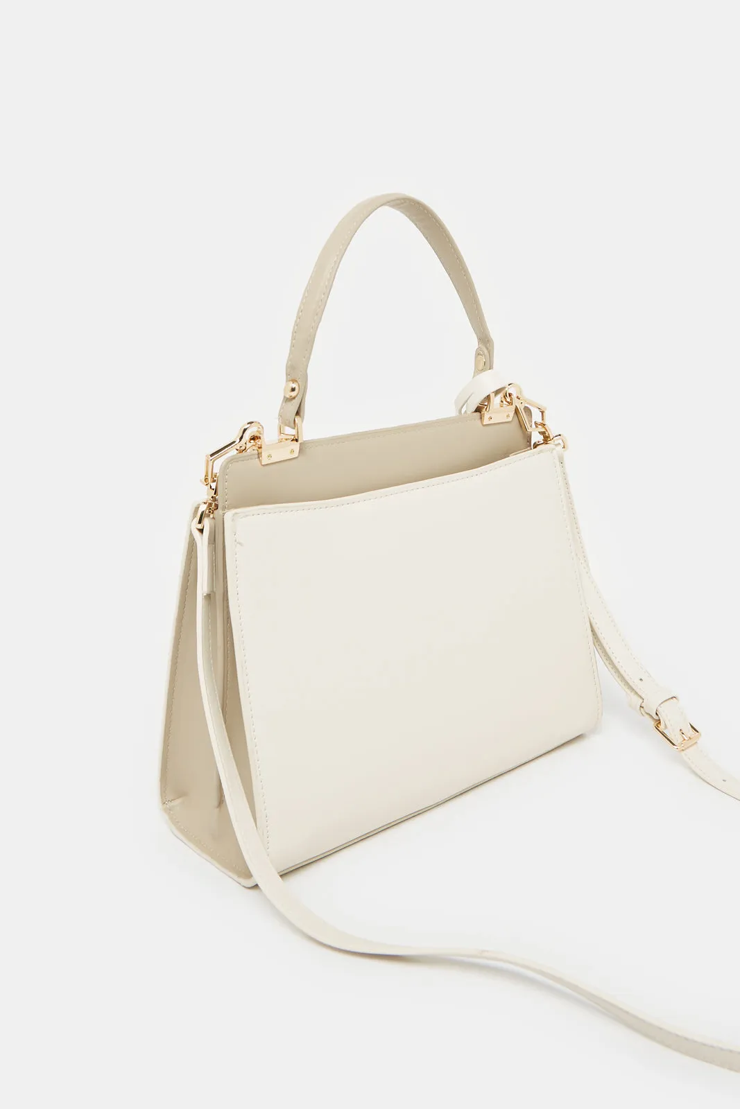 Women White Embellished Day Bag