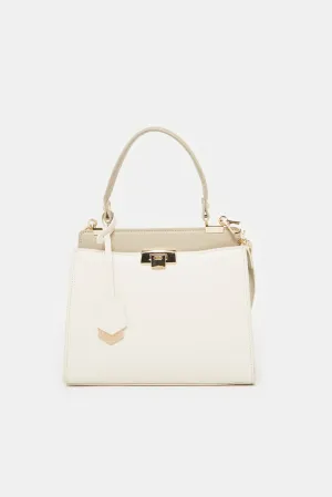 Women White Embellished Day Bag