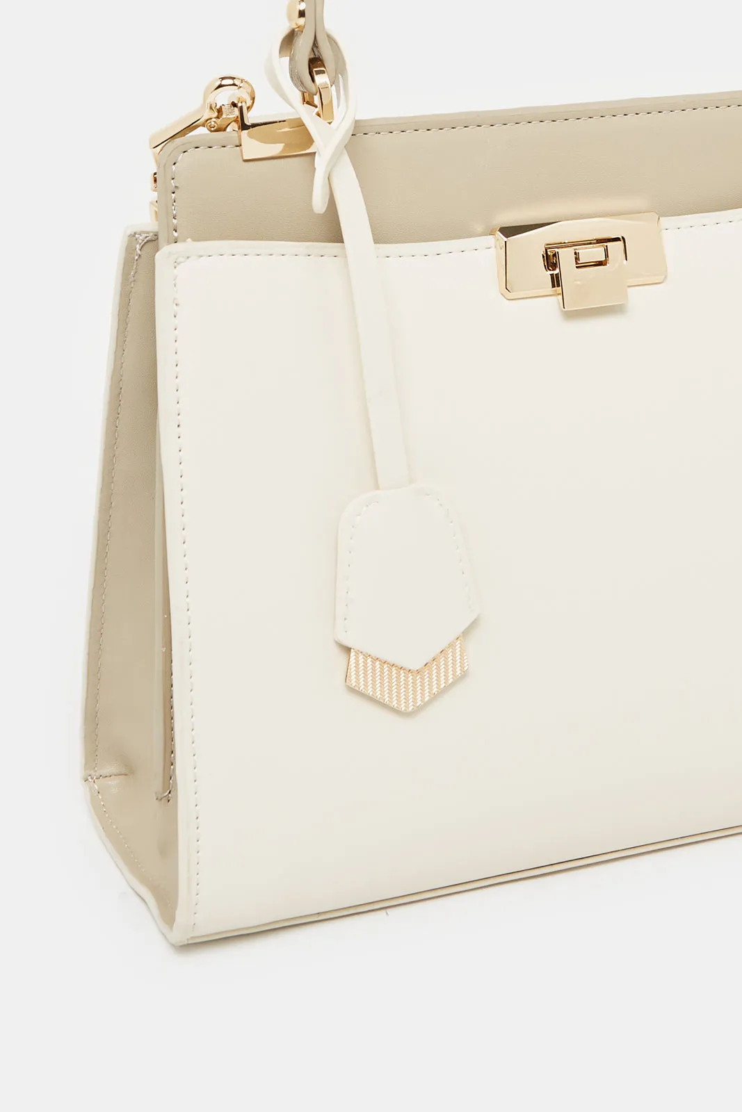 Women White Embellished Day Bag