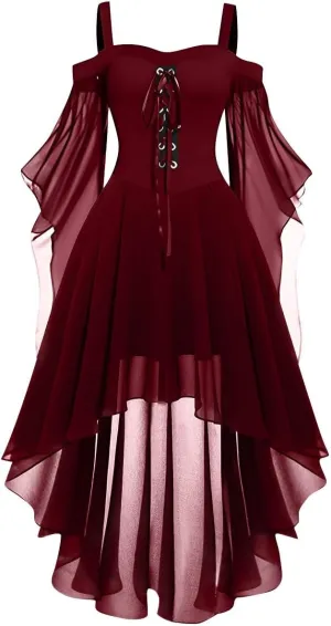 Women Witch Dress 2024 Lace Off Shoulder Gothic Dresses Plus Size Renaissance Dress Vintage Cocktail Dresses