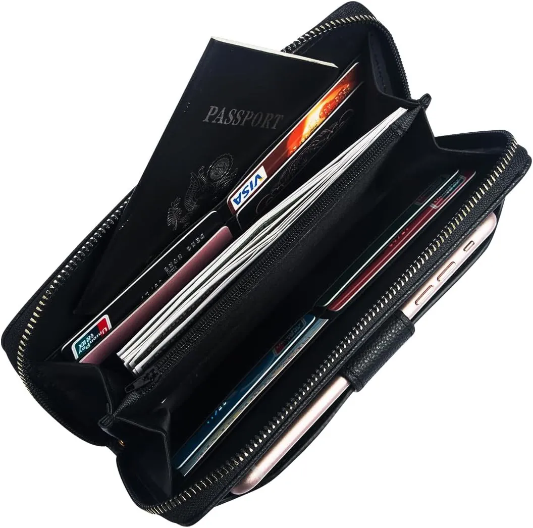 Women Wristlet Wallet with Cell Phone Holder RFID