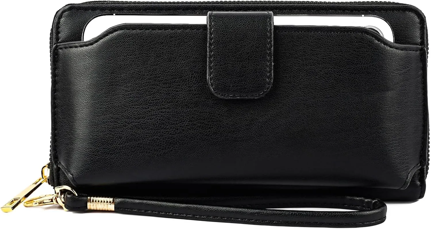 Women Wristlet Wallet with Cell Phone Holder RFID
