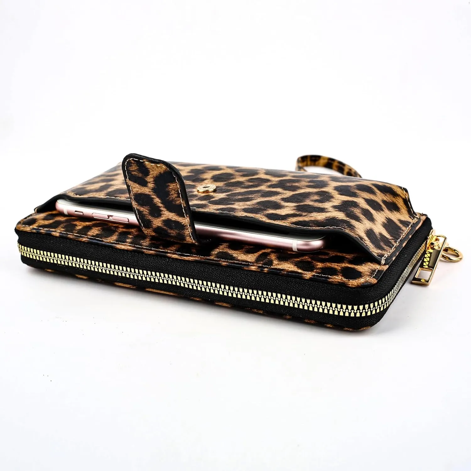 Women Wristlet Wallet with Cell Phone Holder RFID