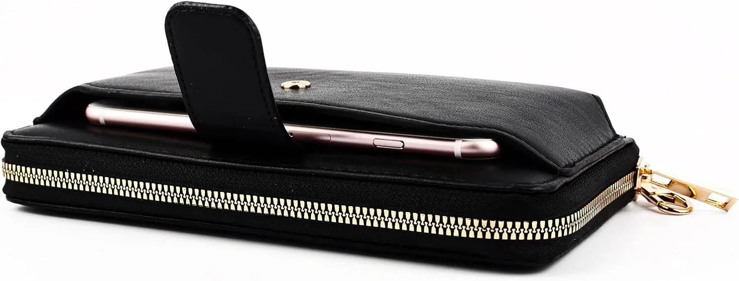 Women Wristlet Wallet with Cell Phone Holder RFID