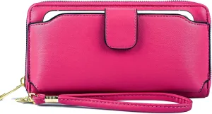 Women Wristlet Wallet with Cell Phone Holder RFID