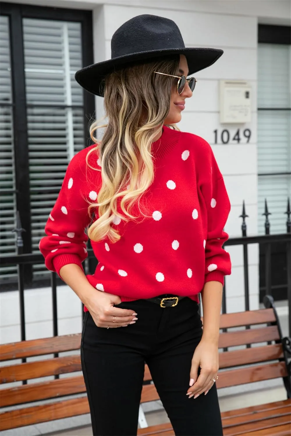 Womens Autumn Winter Sweaters Warm Comfortable Pullovers Casual Fashion Cardigans Ladies Polka Dot Knit Sweater