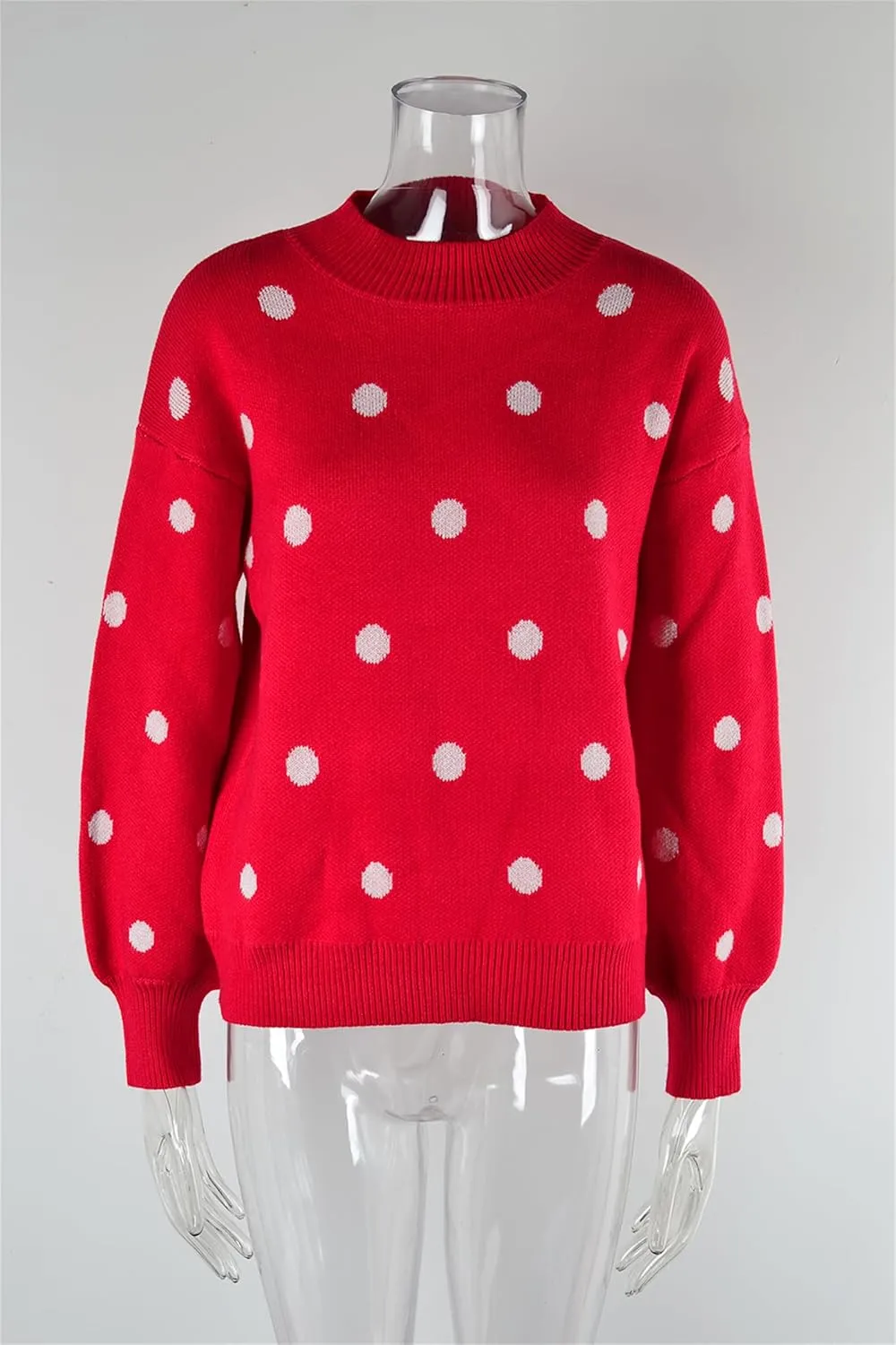 Womens Autumn Winter Sweaters Warm Comfortable Pullovers Casual Fashion Cardigans Ladies Polka Dot Knit Sweater