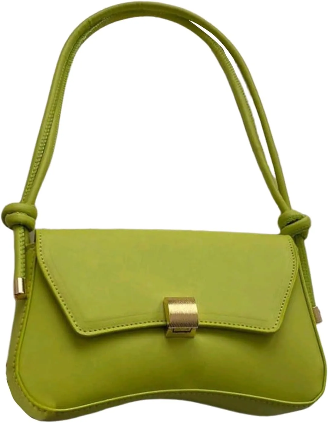 Women's Buckle Flap Square Shoulder Handbags Knot Strap Small Underarm Bag Purse