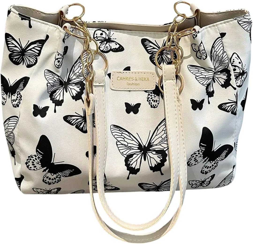 Women's Butterfly Graphic Tote Bags Chain Large Capacity Shoulder Bags Casual Purse