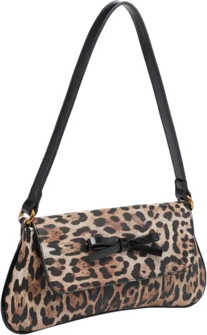 Women's Cheetah Leopard Print Bow Y2K Shoulder Bag
