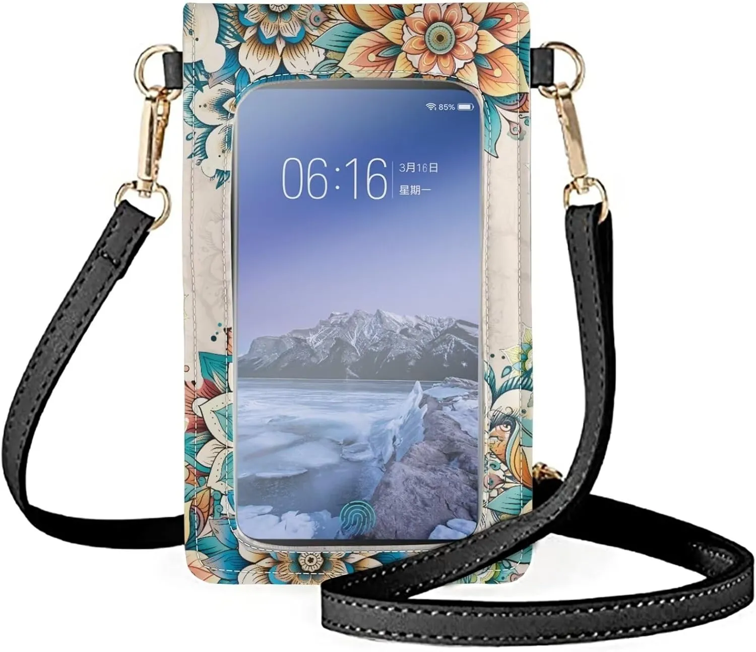 Womens Crossbody Purse Small Cell Phone Bag PU Leather Phone Key Holder Pouch