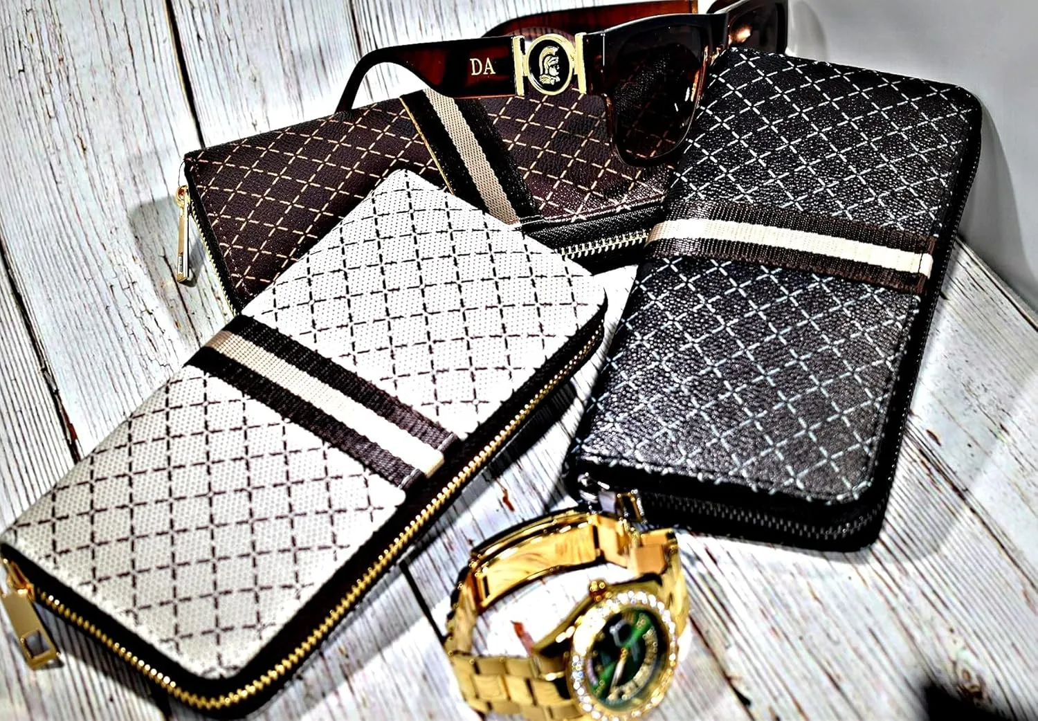 Women's Designer Wallet RFID Blocking DA Leather Wallets Large Phone Holder Wristlet wallets for women