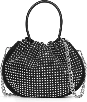 Women's Evening Bag Faux Suede Rhinestone Handbags Party Prom Clutch Purses for Wedding