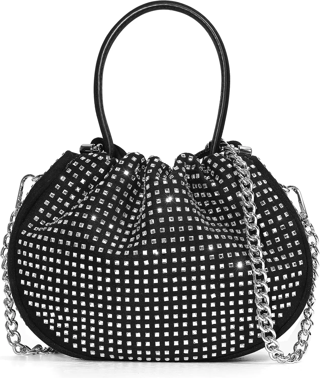 Women's Evening Bag Faux Suede Rhinestone Handbags Party Prom Clutch Purses for Wedding