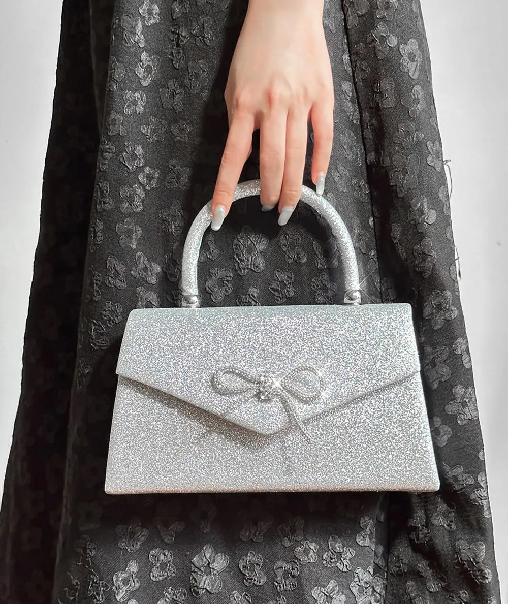 Womens Evening Bag Sparkly Bow Clutch Purse Wedding Party Purses Glitter Rhinestone Cocktail Prom Handbags