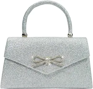 Womens Evening Bag Sparkly Bow Clutch Purse Wedding Party Purses Glitter Rhinestone Cocktail Prom Handbags
