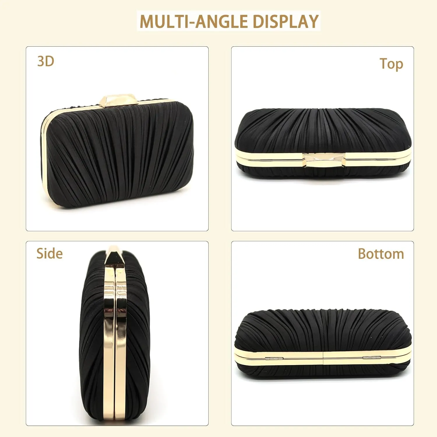 Women's Evening Bag Summer Wedding Party Clutches Pleated Evening Bag for Bridal Shoulder Handbag