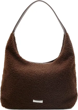 Womens Faux Lamb Wool Tote Bag 2024 Fall Winter Plush Fleece Shoulder Bag PU Leather Strap Stylish Commuter Bag