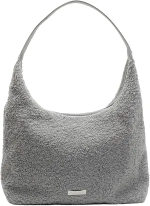 Womens Faux Lamb Wool Tote Bag 2024 Fall Winter Plush Fleece Shoulder Bag PU Leather Strap Stylish Commuter Bag