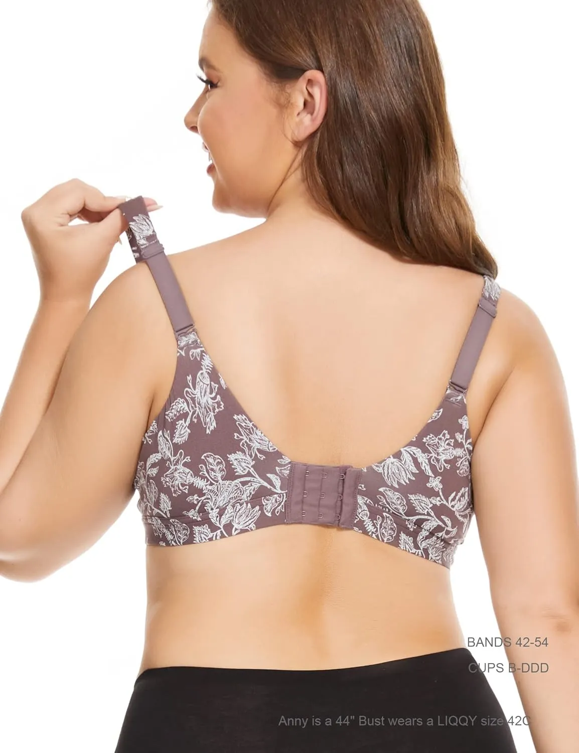 Women's Floral Full Coverage Smooth No-Wire Bra Wirefree Plus-Size Bra Everyday (42B to 54DDD)