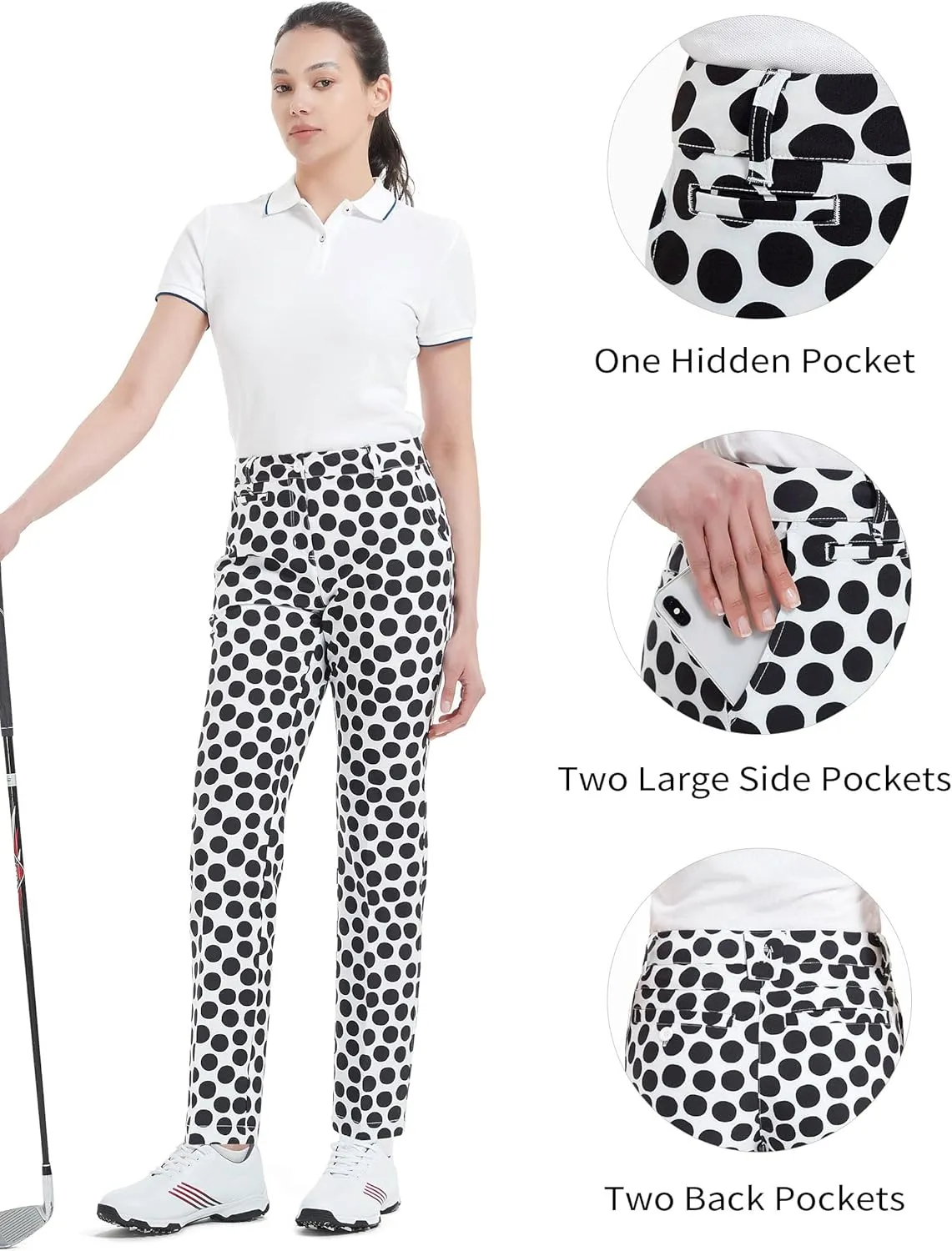 Women's Golf Pants Stretch Straight Lightweight Breathable Twill Work Chino Ladies Pants