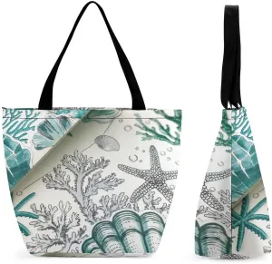 Women's Handbags Coral Reef Starfish Shopping Bag Leather Tote Bag Satchel Bags