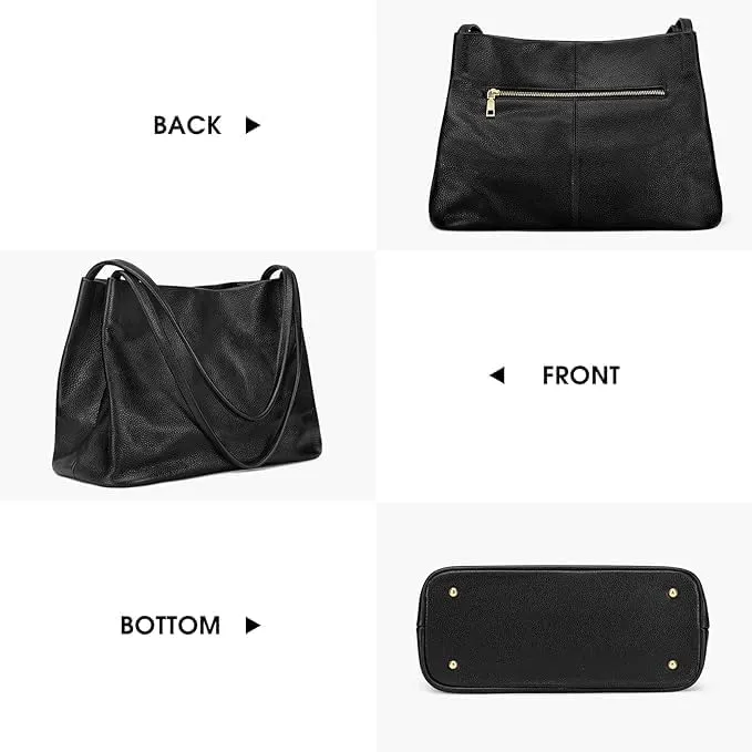 Women's Hobo Shoulder Bag, Soft Leather Tote Handbag with Magnetic Closure, Brown