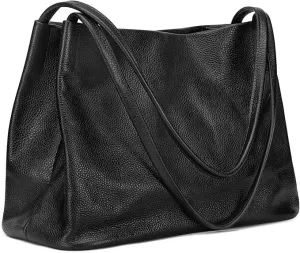 Women's Hobo Shoulder Bag, Soft Leather Tote Handbag with Magnetic Closure, Brown