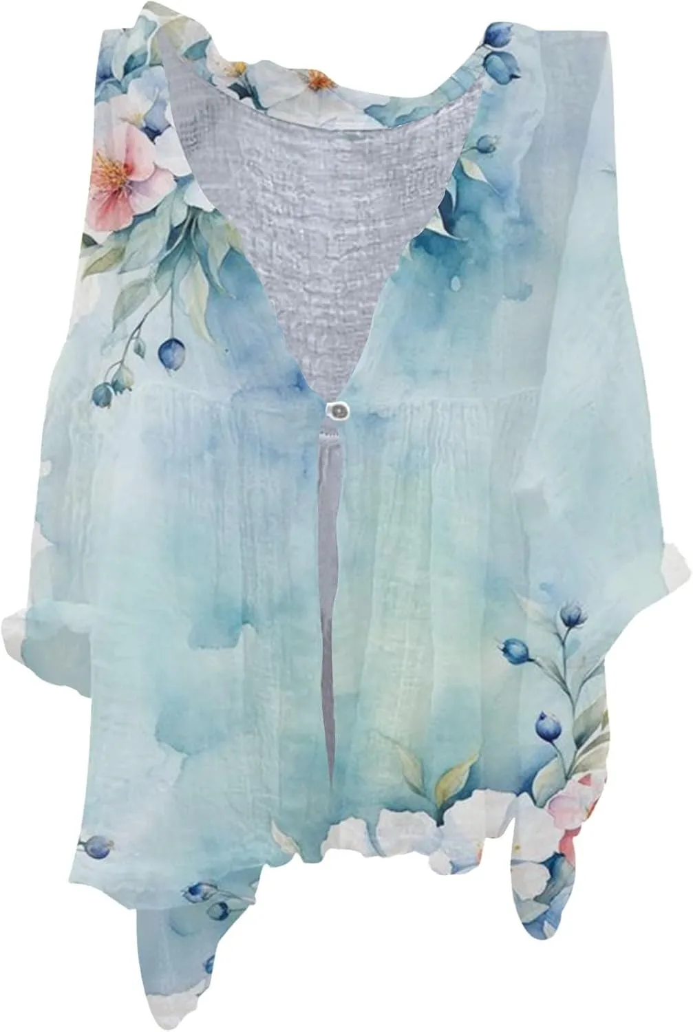 Women's Linen Blouse Women's Floral Butterfly Print Natural Autumn Fragrant Office Drop Shoulder Blouse Long Sleeve