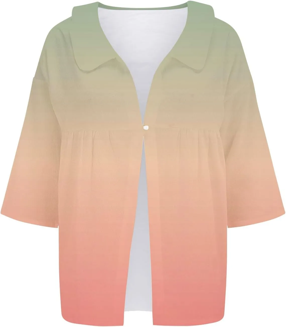Womens Linen Button Down Shirts Women's Floral Butterfly Print Natural Autumn Casual Collared Blouses Loose Fit