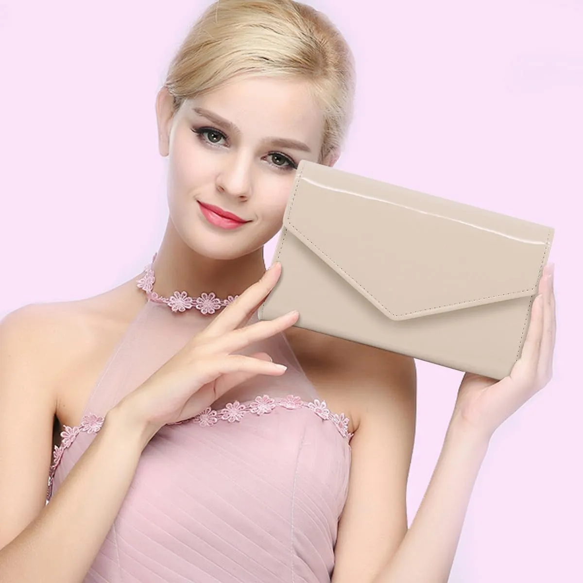 Women's PU Leather Clutches Evening Bag Wedding Purses Cocktail Prom Handbags