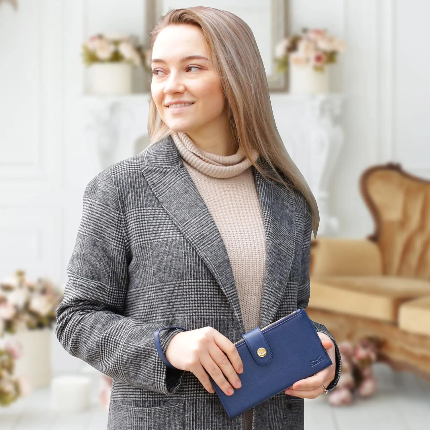 Women’s RFID Wristlet Wallet & Phone Holder | Multi Credit Card Bifold Organizer w/Zipper Pockets & Sweetly Packed in Gift Box