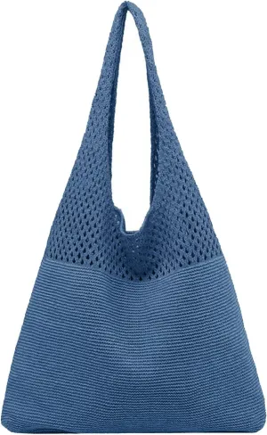 Women's Shoulder Bag, Crochet Tote Bag Vintage Fashion Crossbody Handbags Y2K Mesh Beach Bags, Purses for Women Trendy