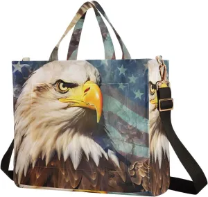 Women's Shoulder Handbags American Hawk Print, Corduroy Tote Bag Large Capacity Small Size