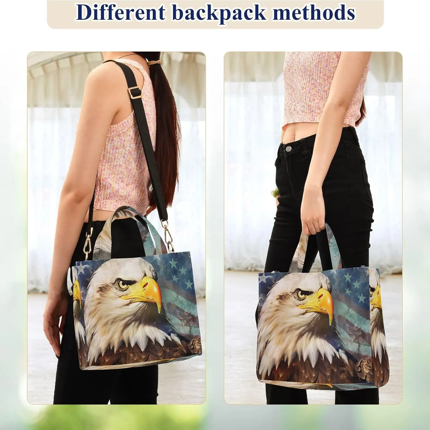 Women's Shoulder Handbags American Hawk Print, Corduroy Tote Bag Large Capacity Small Size