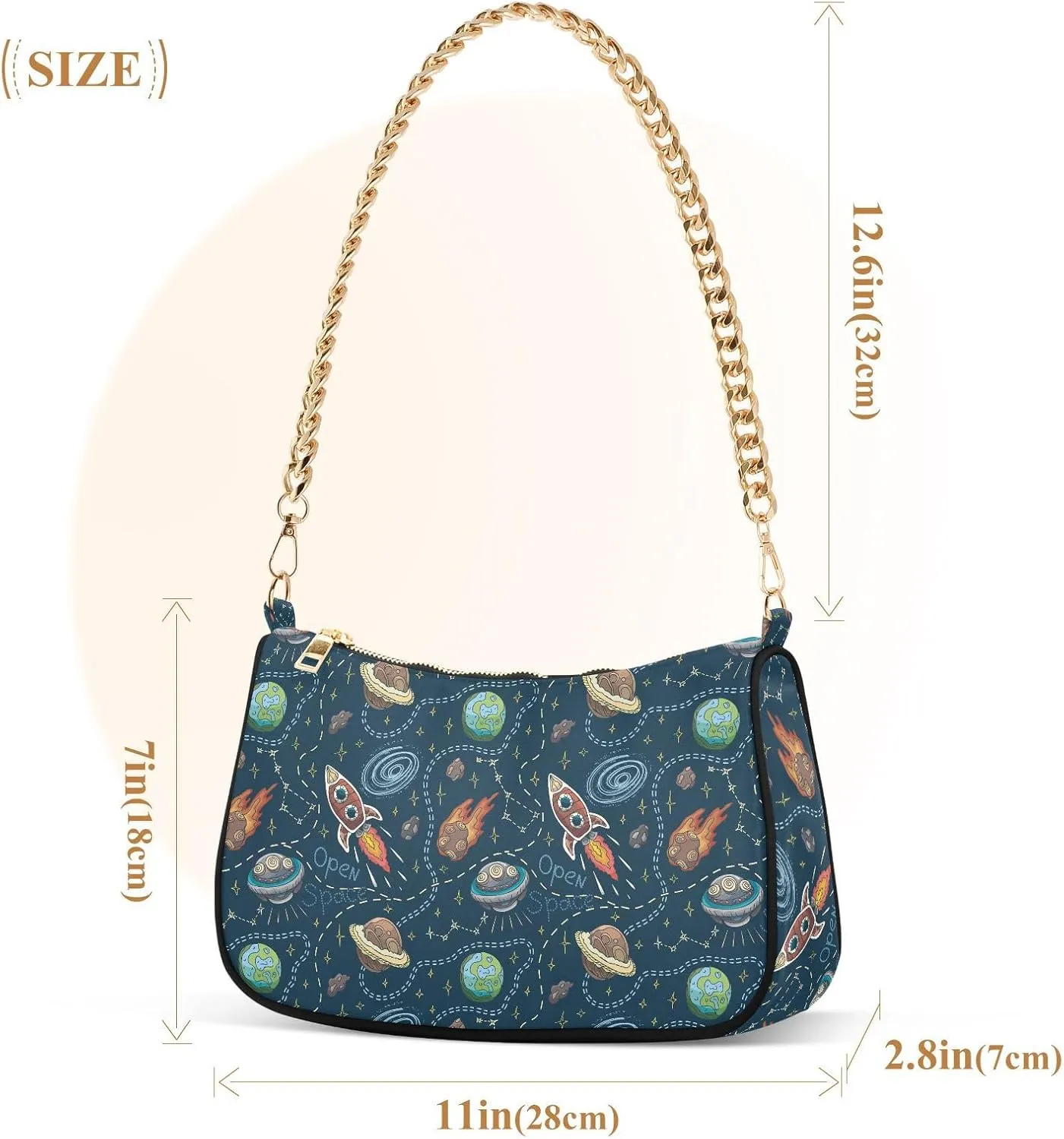 Women's Shoulder Handbags Chain Shoulder Brace for Women Bag Space Print Ladies Vacation Handbags Tote Purse,Multi1