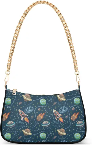 Women's Shoulder Handbags Chain Shoulder Brace for Women Bag Space Print Ladies Vacation Handbags Tote Purse,Multi1