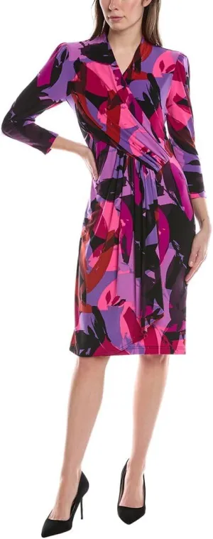 Women's Silky Knit Abstract Print Wrap Dress