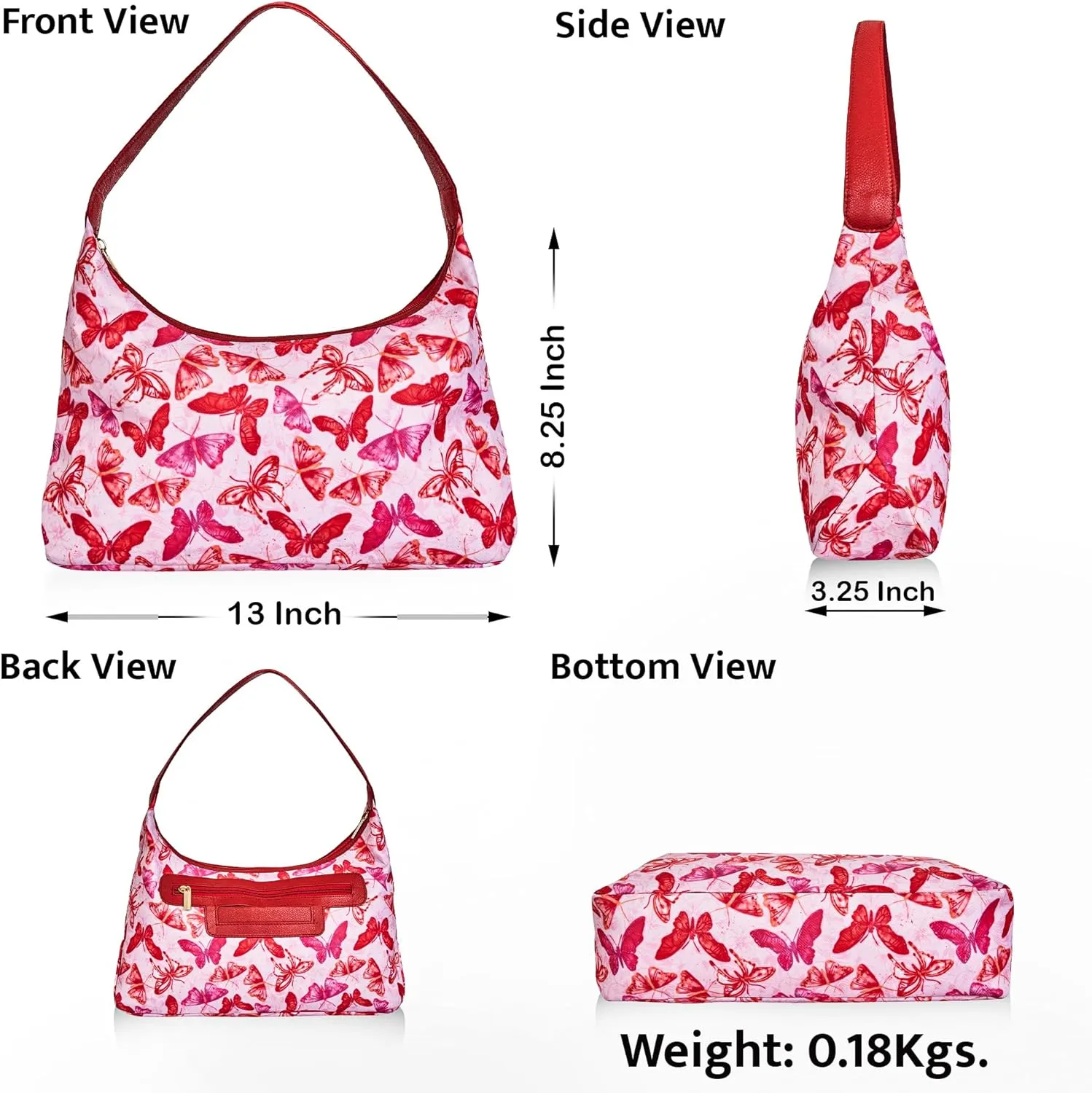 Women's Sling Hobo Bag with Leather Accents