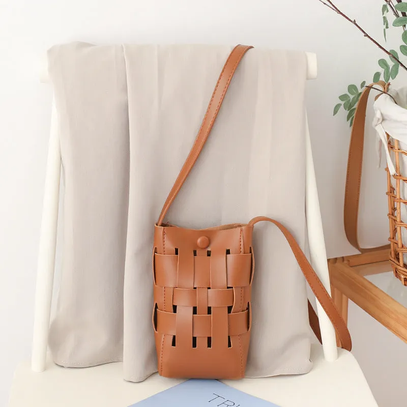 Women's Style Hollow Mobile Retro Soft Leather Phone Bags