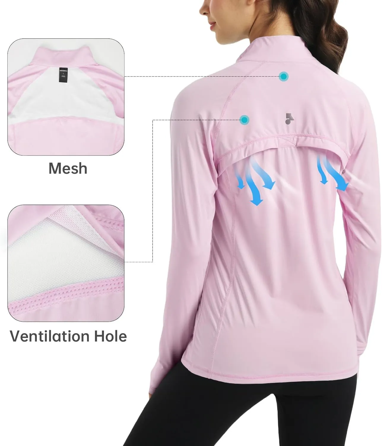 Womens Sun Protection Athletic Jackets UPF 50  Spf Lightweight Full Zip Up UV with Pockets Running No Hood