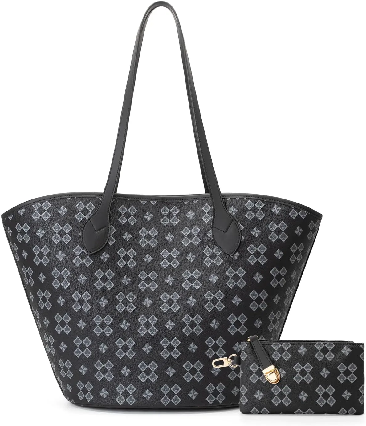 Women's Top Handle Handbags Vegan Leather Designer Handbags for Women Fashion Shoulder Bag with Wallet for Ladies 2psc