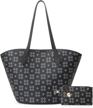 Women's Top Handle Handbags Vegan Leather Designer Handbags for Women Fashion Shoulder Bag with Wallet for Ladies 2psc