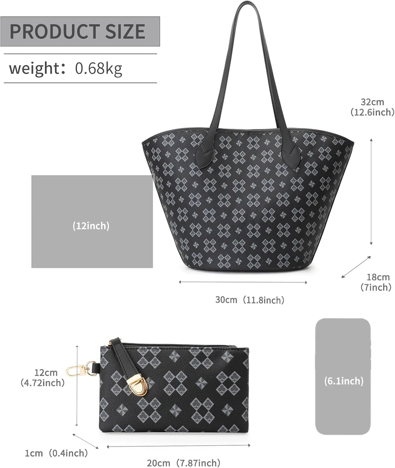 Women's Top Handle Handbags Vegan Leather Designer Handbags for Women Fashion Shoulder Bag with Wallet for Ladies 2psc