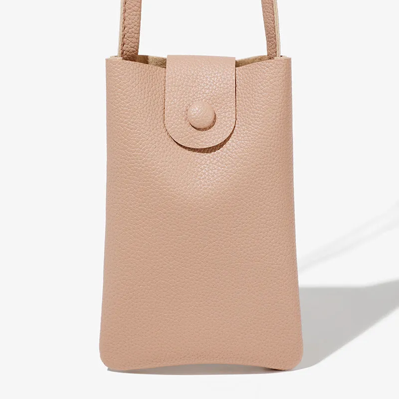 Women's Trendy Retro Textured Simple Mori Style Phone Bags
