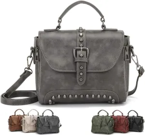 Womens Vintage Rivet Saddle Shoulder Bag Crossbody Bag Sling Bag Shopper Travel Satchel