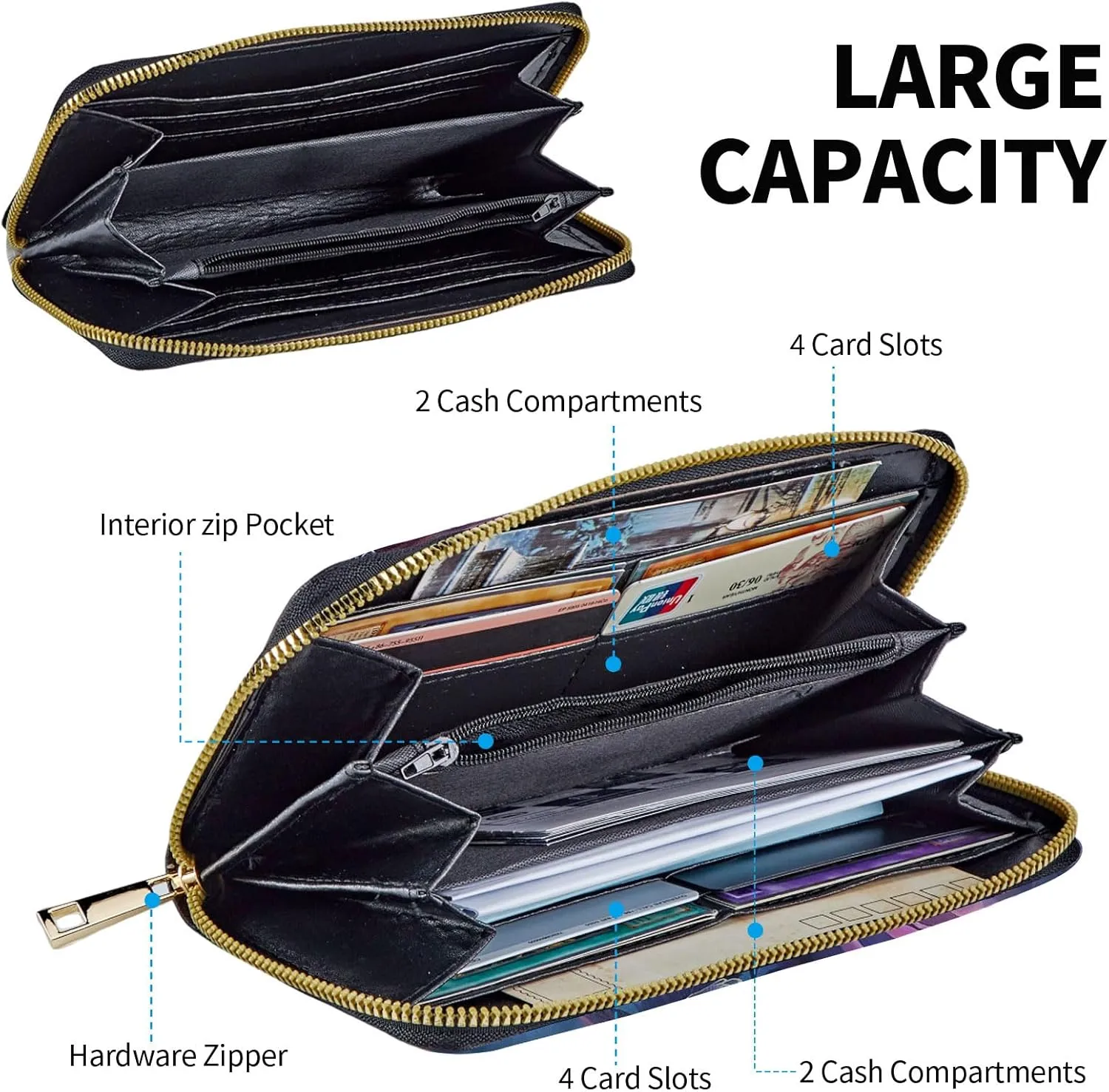 Womens Wallet Large Capacity Clutch Purse for Women Men, PU Leather RFID Blocking Purse Credit Card Clutch